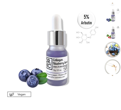 DR.HC Arbutin Collagen Blueberry Serum (15g, 0.5oz.) (with 5% Alpha-Arbutin, Collagen & Blueberry) (Collagen Supply, Anti-aging, Skin brightening, Skin plumping...)